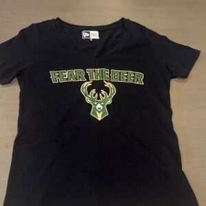 New Era Black and Green 'Fear the Deer' Tee